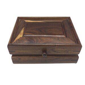 Handcrafted Wooden Jewelry Box Velvet Lined 8 X 6